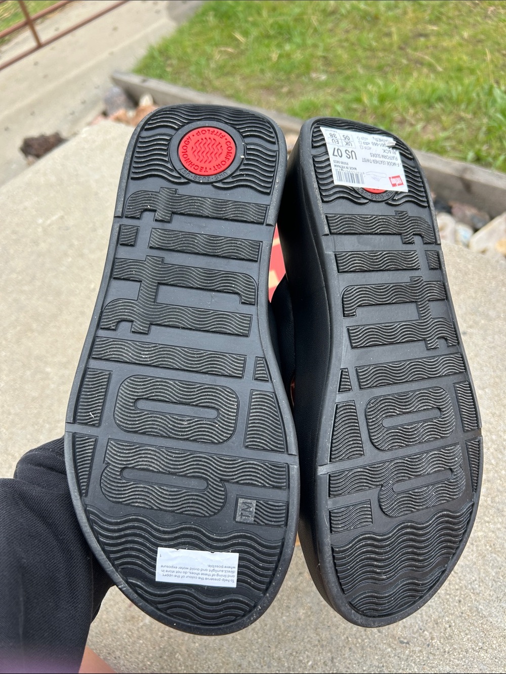 FitFlop F-MODE Leather-Twist Flatform Slides Black Sz 7 EUR 38 NEW - Picture 5 of 7